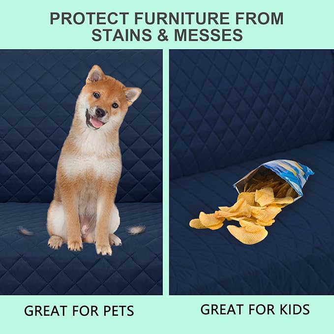 Reversible Loveseat Sofa Covers Couch Cover Furniture Protector(Loveseat Small,Navy/Camel)