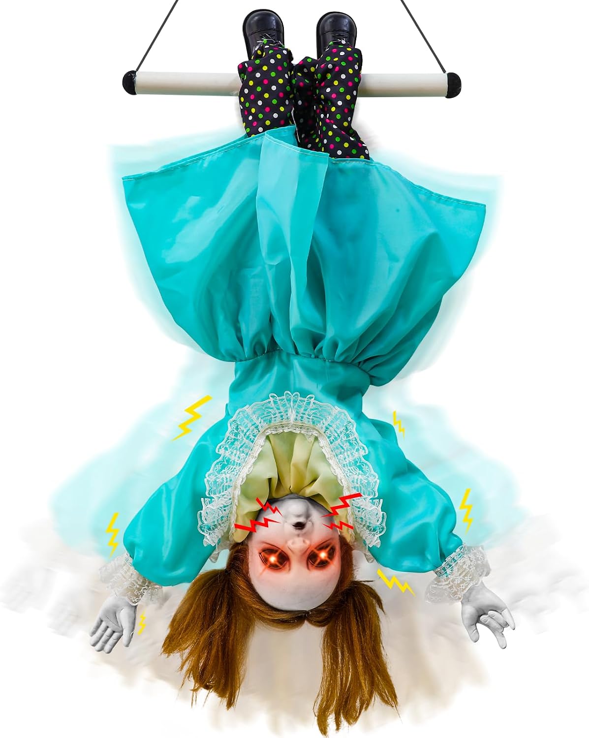 30'' Scary Halloween Animatronic Decorations Outdoor Hanging Swinging Girl
