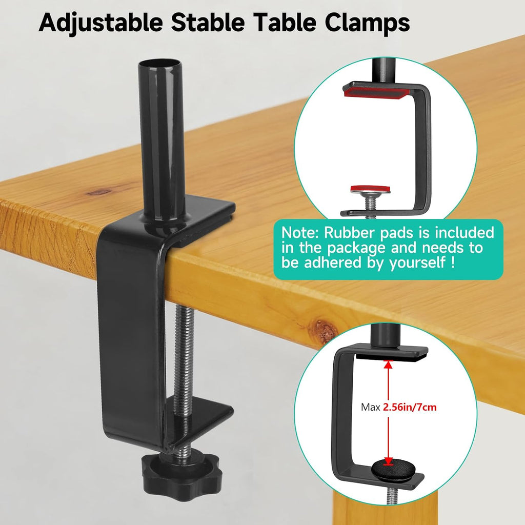 over the table rod stand with clamps adjustable, side view