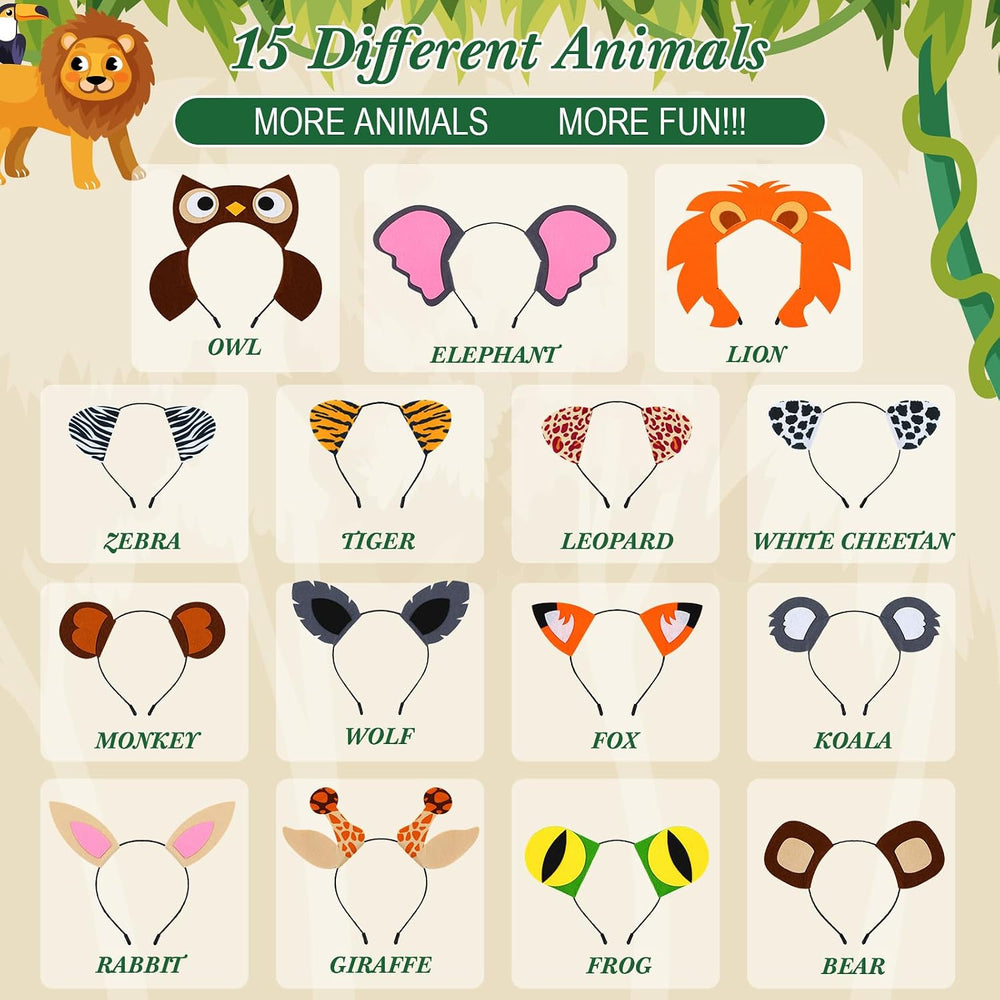 Kigeli 30 Pcs Jungle Animal Safari Headbands, Easter Hair Hoops