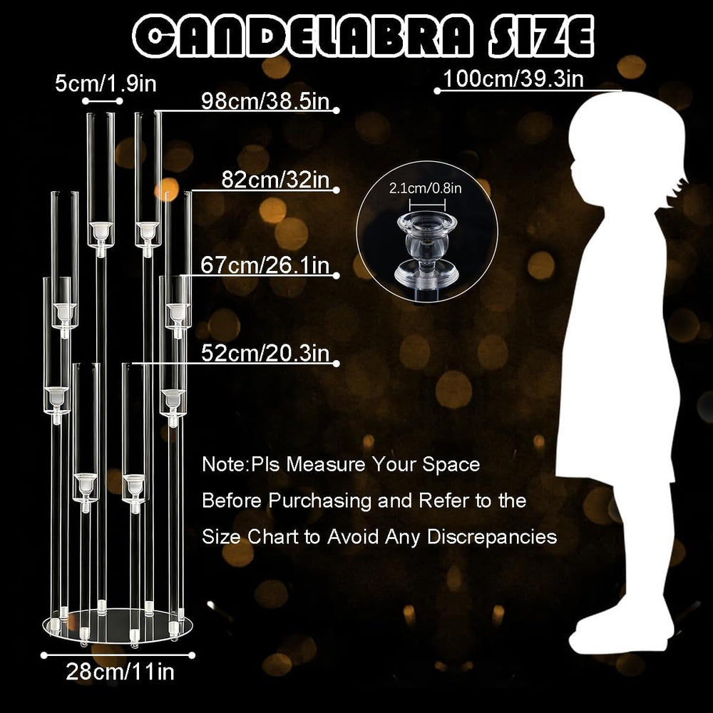 1PCS 8 Arm Clear Acrylic Candelabra Centerpiece for Dinner Table