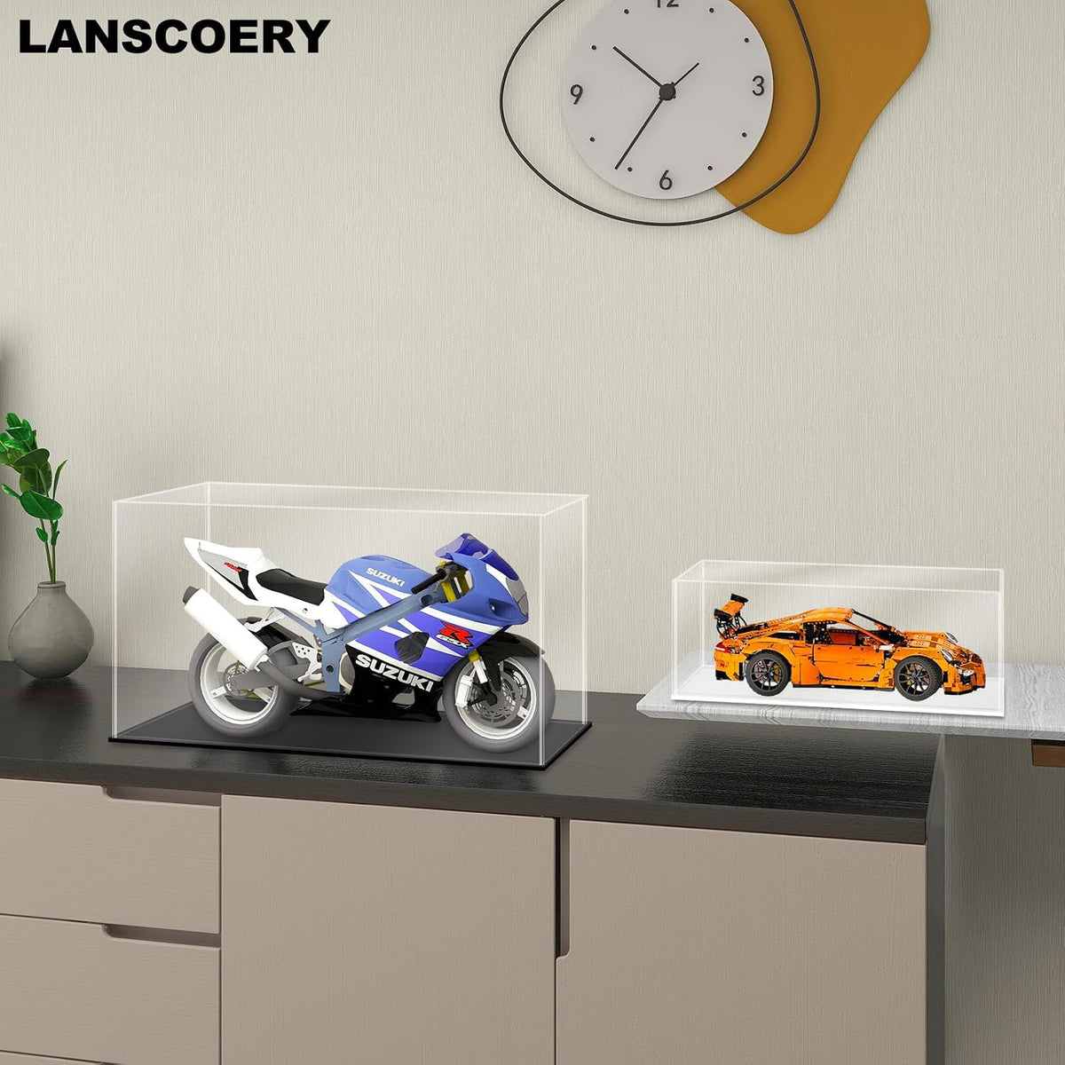 LANSCOERY Acrylic Display Case for Vehicle Models, 9.8x5.9x7.9 in
