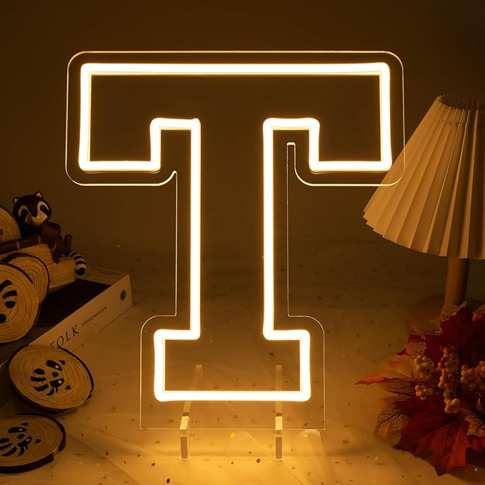 Light Up Letters T, Led Marquee Letter Lights Neon Sign, 13.9" Height Decorative Lighted Alphabet Number, Battery/USB Powered Led Letters Lights for Wedding, Birthday, Party, Christmas or Home Decor
