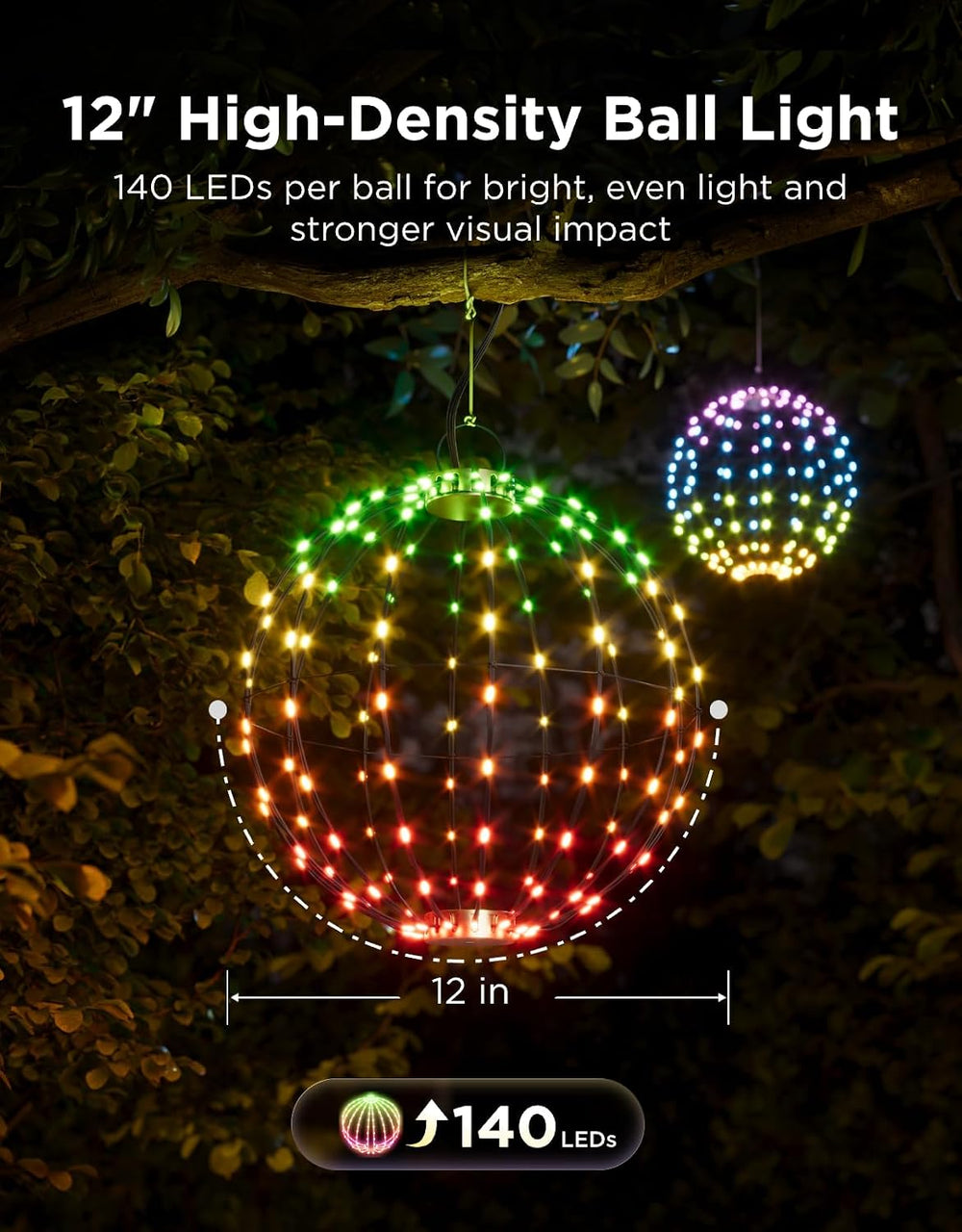 Govee Ball Lights, 12-Inch RGBIC Halloween Ball Lights, 2 Pack