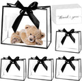 GAWBYET 24 Pcs Clear Plastic Gift Bags with Handles,Black