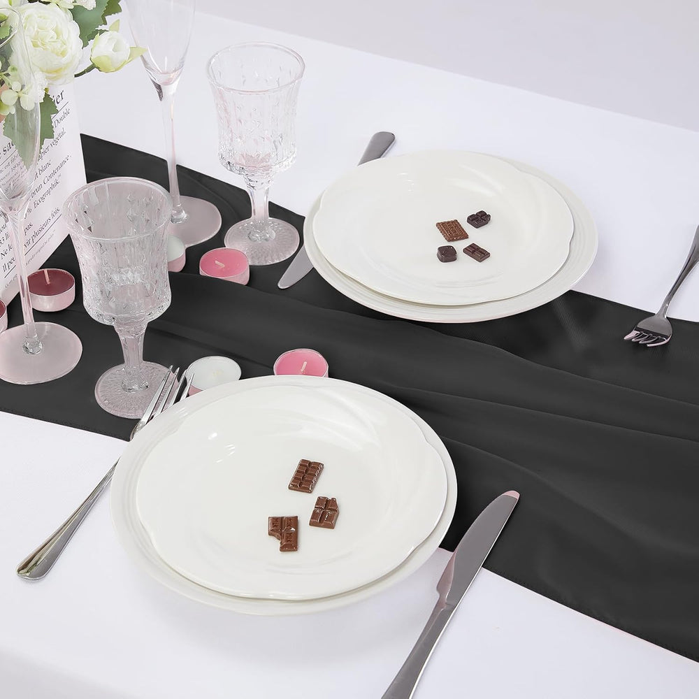 12 Pack Chiffon Table Runner 14x108 Inch Long 9ft Sheer Table Runners for Par...