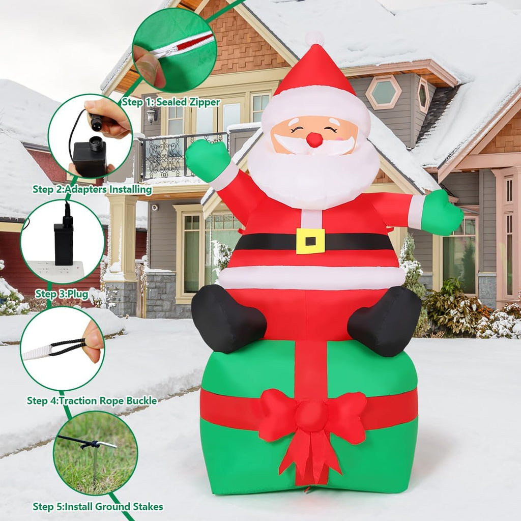 comin 7 ft christmas santa inflatables outdoor decorations showing dimensions