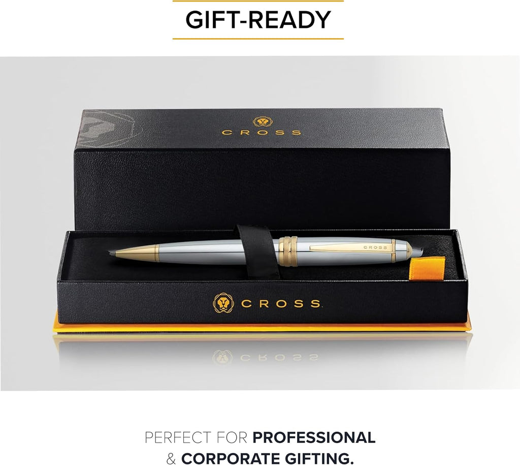 cross bailey refillable ballpoint pen presented in a, front angle view