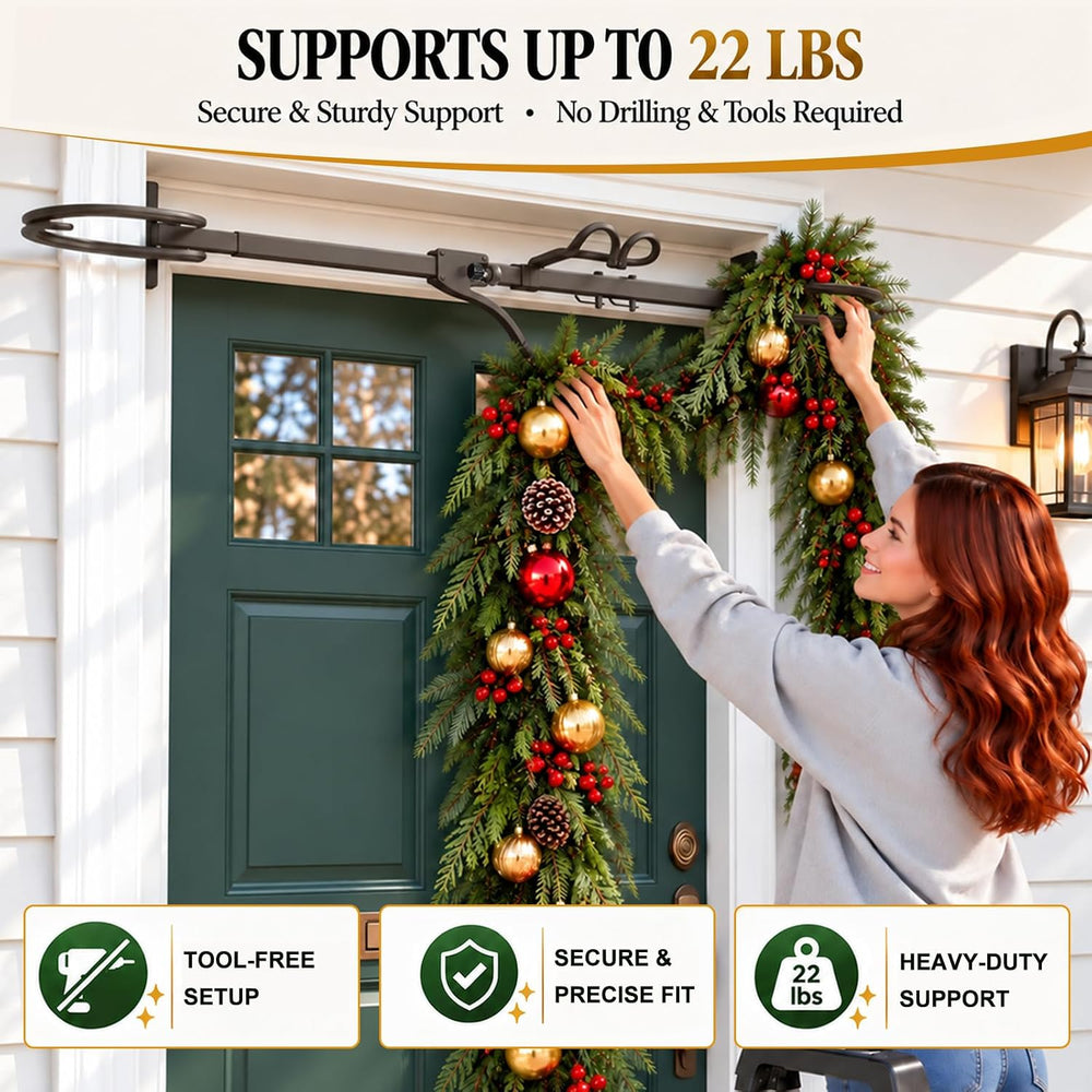 MJZ Garland Hanger for Front Door, Adjustable 34"-53" Garland Holde...