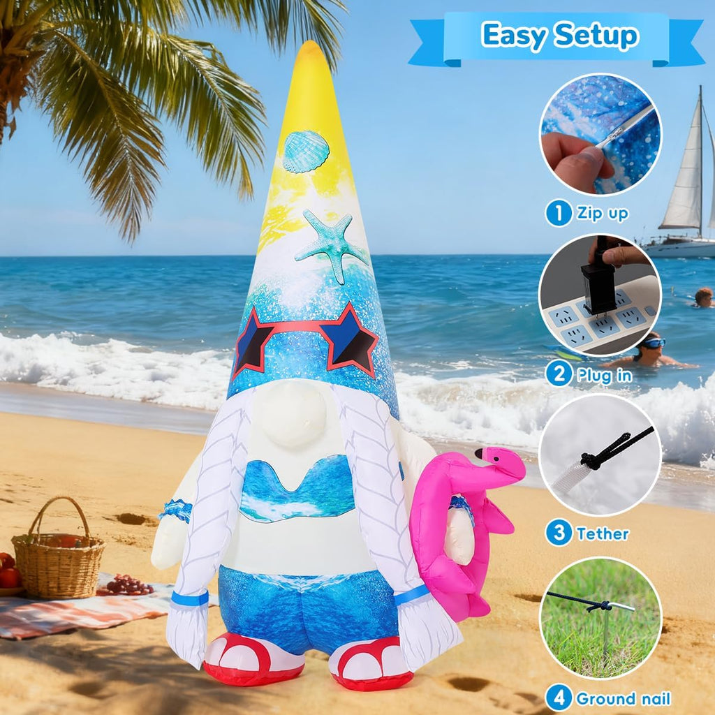 goosh 5 ft summer inflatables gnomes garden decor shown in use