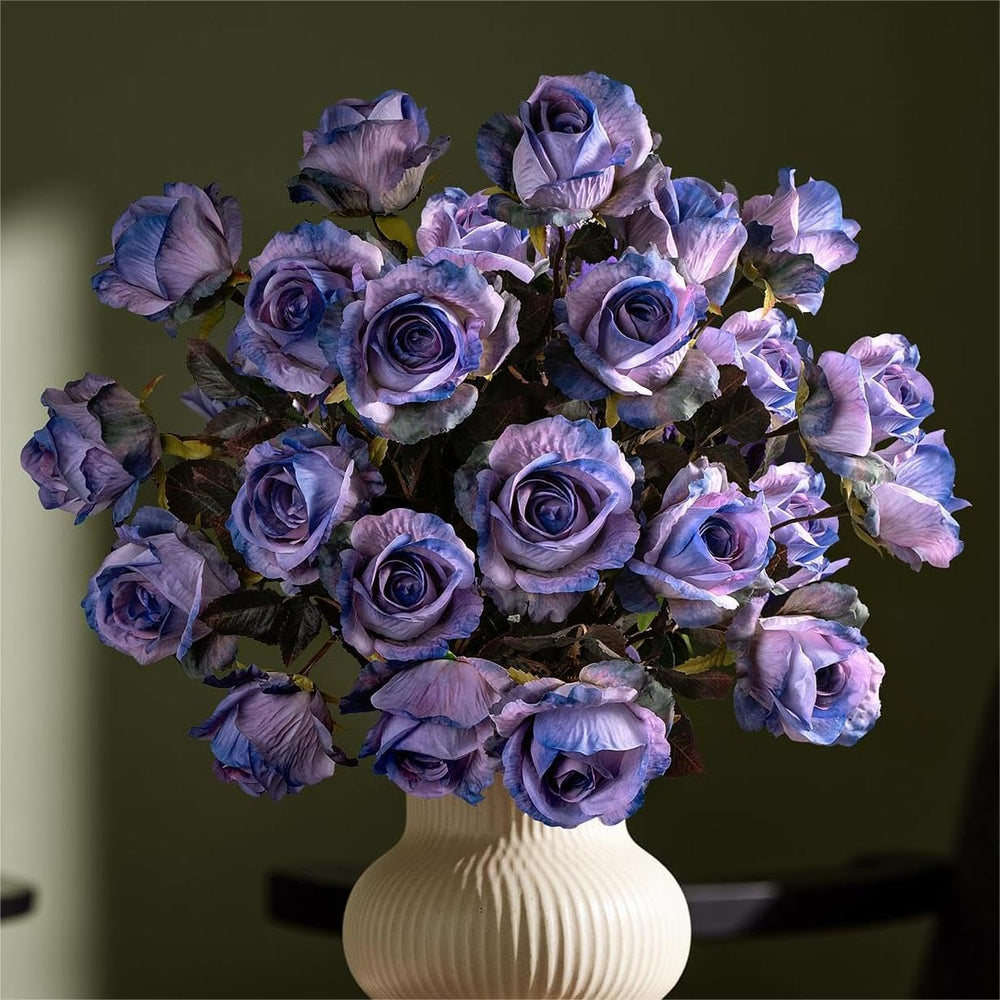 Fall Flowers Artificial Roses, 20PCS, Dreamy Purple, 23.2" Long Stem Fak...