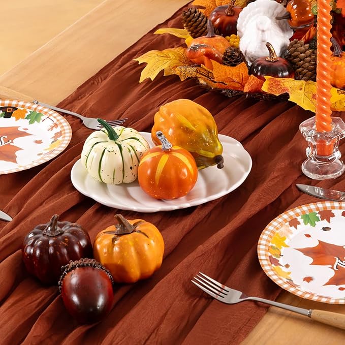 Terracotta Cheesecloth Table Runner 6 Pack Fall Burnt Orange Cheese Cloth Table Runners 120 Inches Rust Thanksgiving Fall Table Decorations for Friendsgiving Wedding Bridal Baby Shower Party