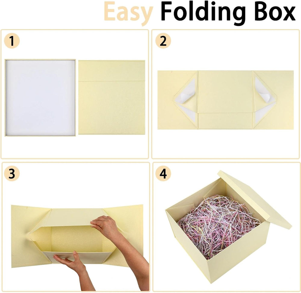 iloMAOZX Extra Large Gold Gift Boxes with Lids 13x12x9 Inch, 3 Pack