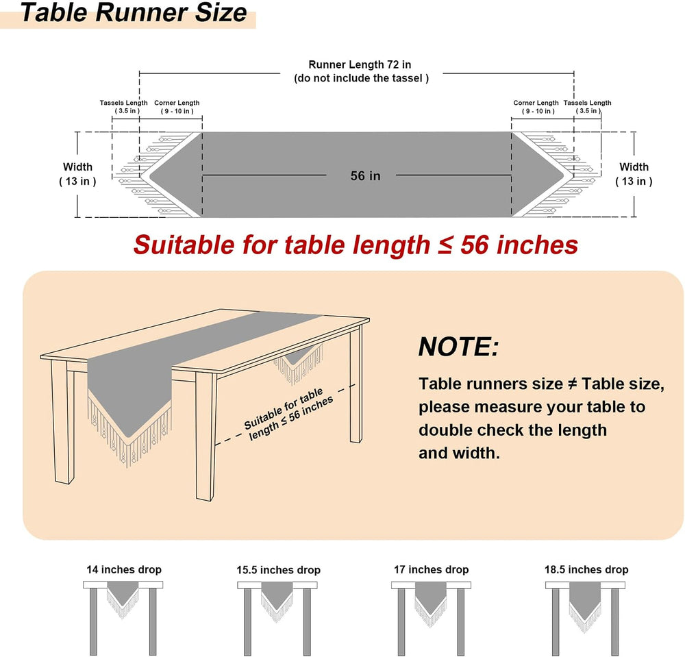 Loom and Mill Luxury Vintage Chenille Table Runner 72 Inches Long, Black