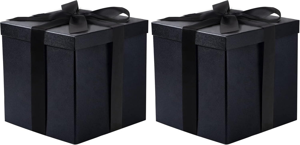RUSPEPA Black Medium Gift Box with Lids, Ribbon and Tissue Paper, Collapsible...