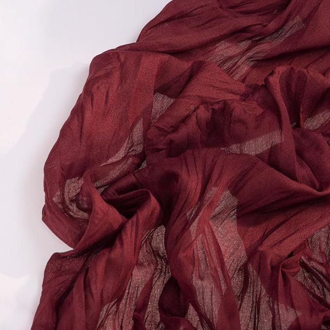 Burgundy Red Cheesecloth Table Runner 6 Pack Fall Table Runners Boho Gauze 120 Inches Red Cheese Cloth Fall Table Decorations for Thanksgiving Christmas Weddings Bridal Shower Candlelight