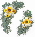 Ponatia Artificial Wedding Arch - Flowers (Pack of 2), White & Sunflowers for Wedding Welcome Signs and Ceremony Decorations