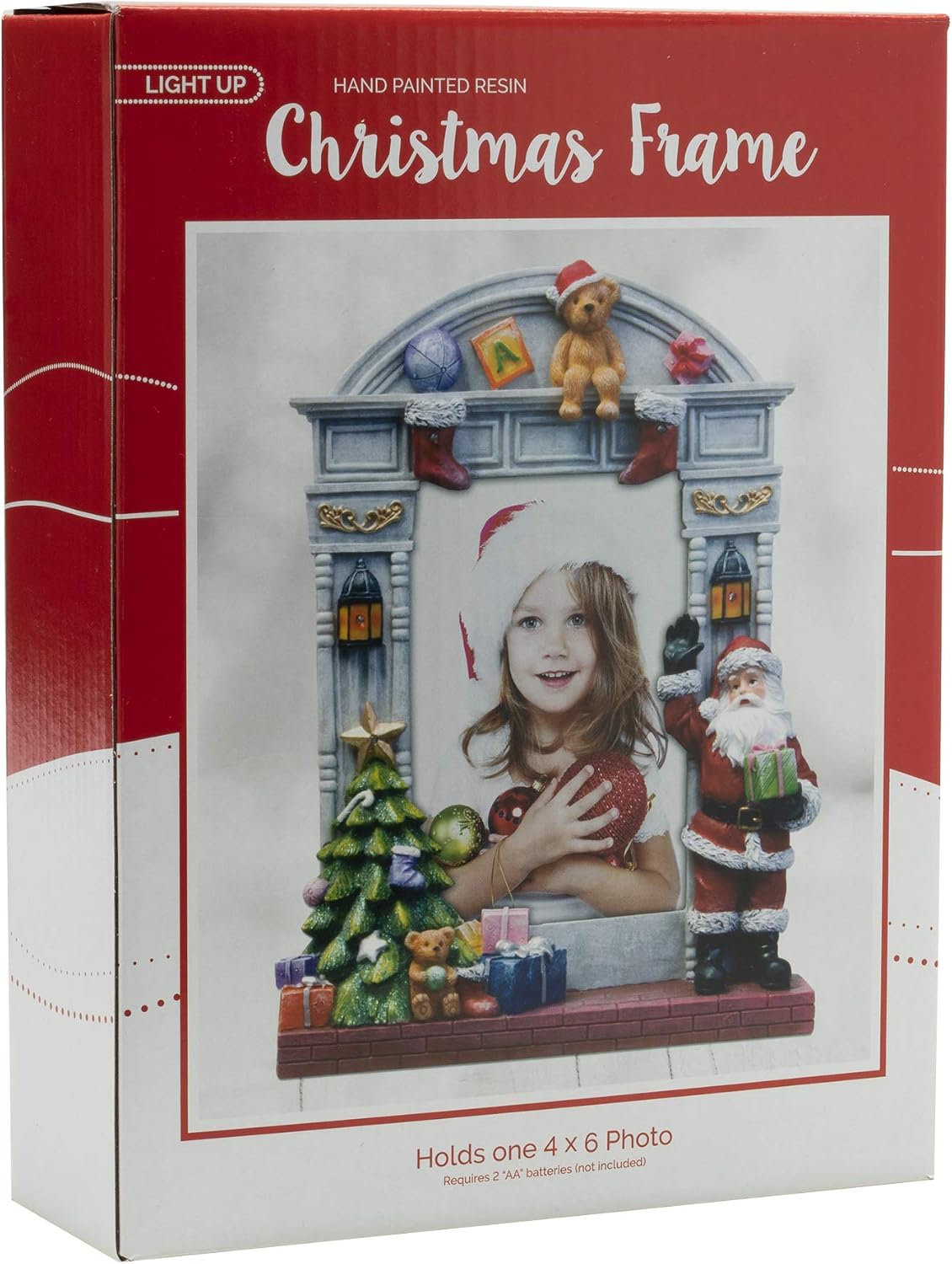 4x6 light up resin picture frame w/santa & shown in use