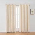 FANLI 2 Panels Star Blackout Curtains for Kid Girls Bedroom Living Room Darking Stripe Double Layer Star Cut Out Wall Home Decor Gradient Grommet Window Curtains (Beige 63L)