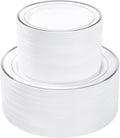 BESTVIP 200PCS Silver Plastic Plate, Disposable Party Plates
