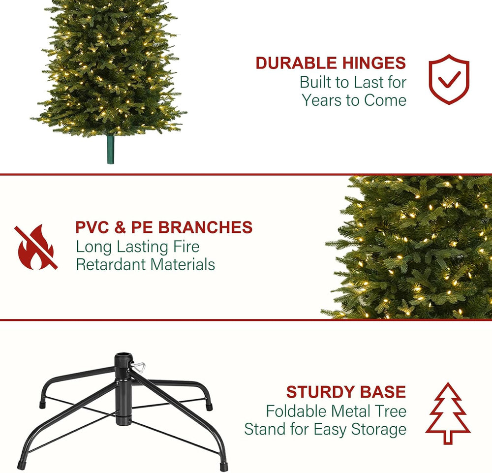 Hykolity 6 ft Prelit Pencil Christmas Tree with 300 Warm White LEDs