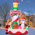 GOOSH 10 FT Chriatmas Inflatables Lighthouse Decorations Blow Up Yard with Penguin Built-in LEDs for Garden Lawn Indoor Party Decor