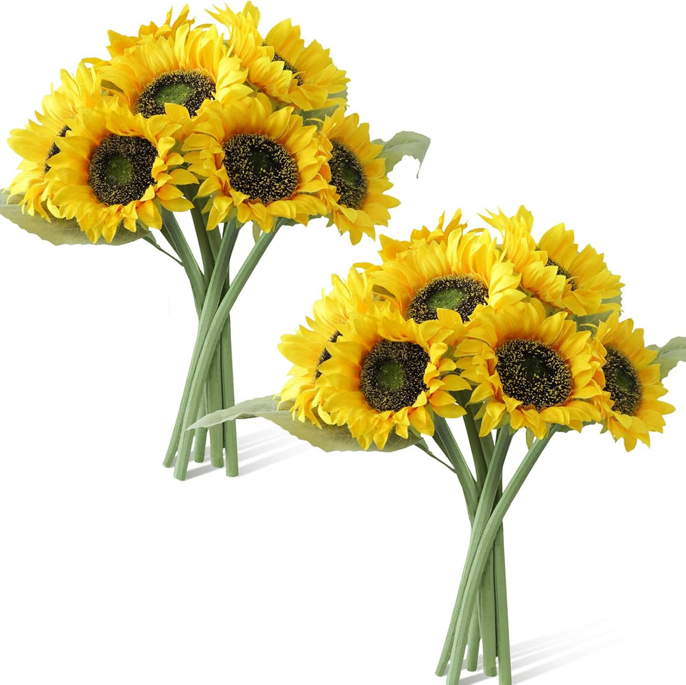 14Pcs Realistic Silk Sunflowers Artificial Flowers,12.6''Fake Sunflowers
