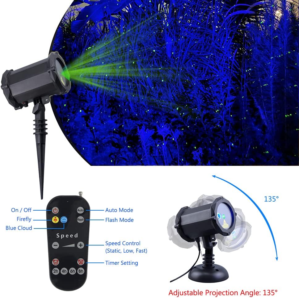 firefly garden lights star projector laser christmas lights on a desk or shelf