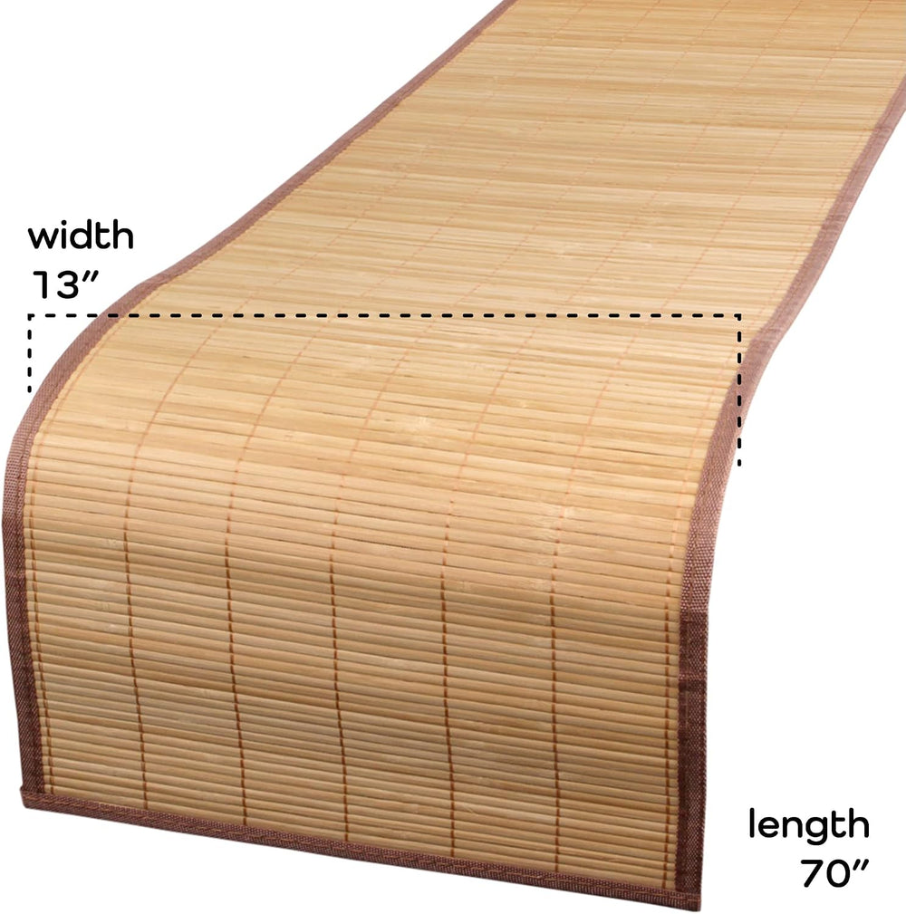 BambooMN Bamboo Table Runner, Brown w/ Brown Border - 2 Piece