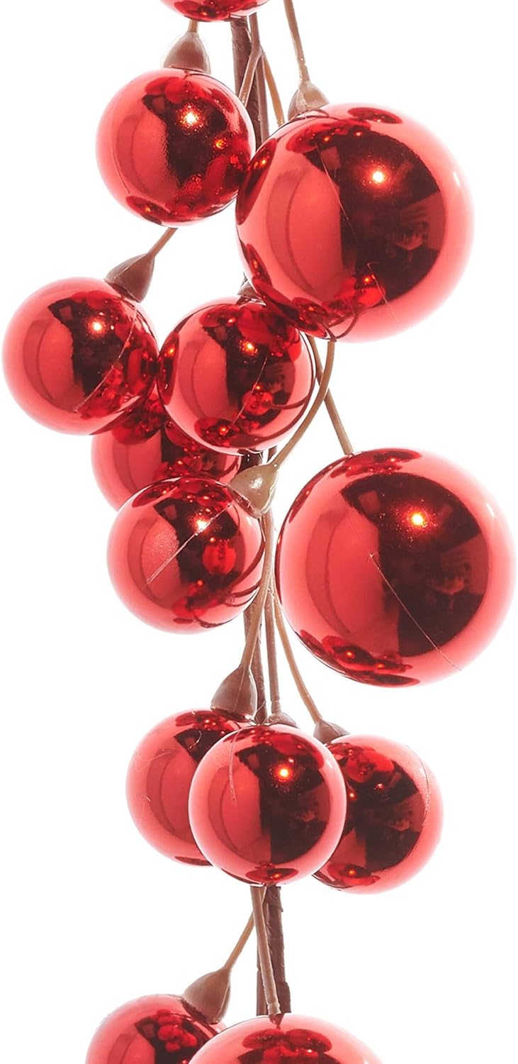 RAZ Imports - 4' Red Plastic Christmas Ball Garland
