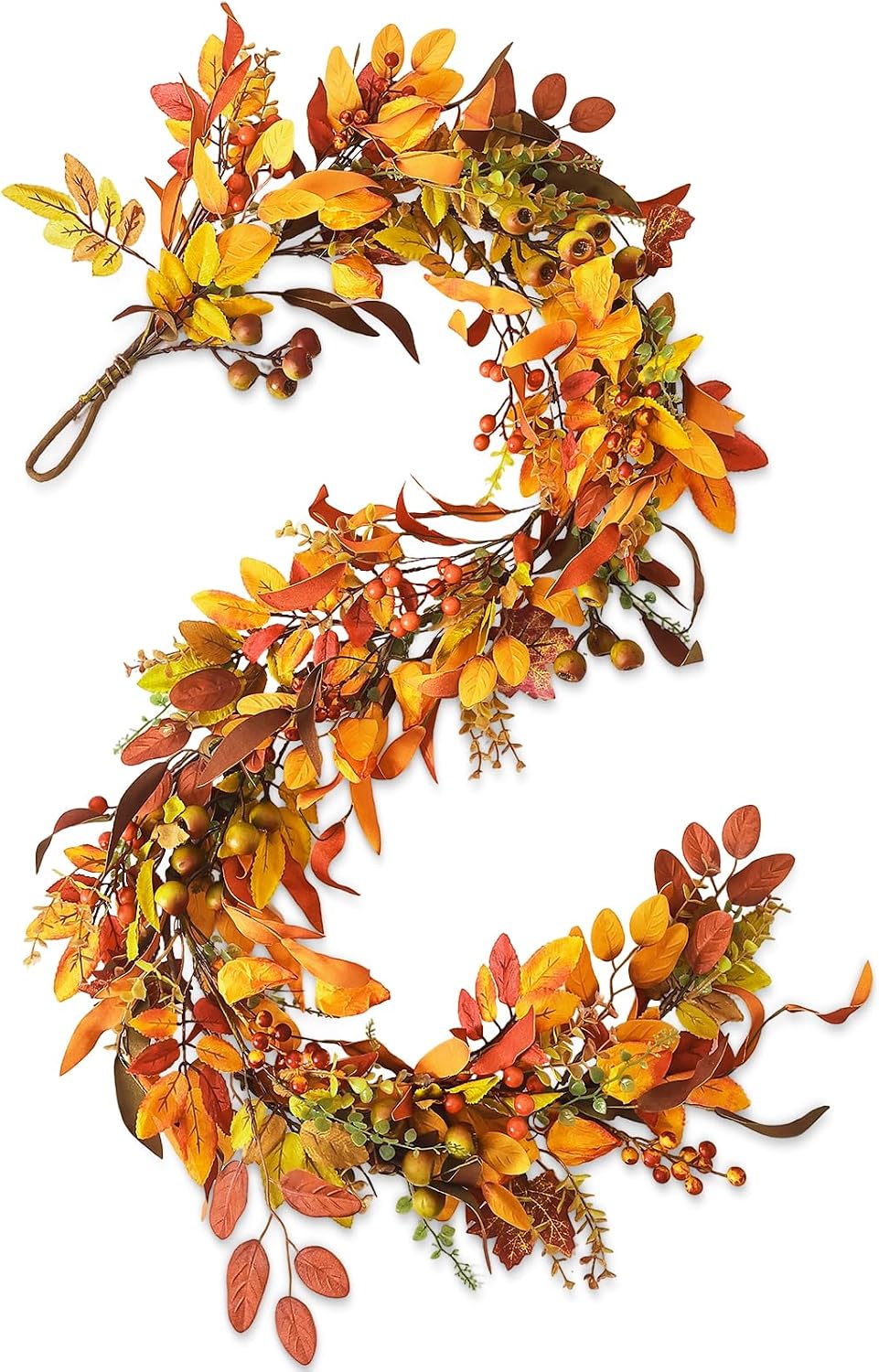 6ft Artificial Thick Fall Berry Garland with Floral Flowers