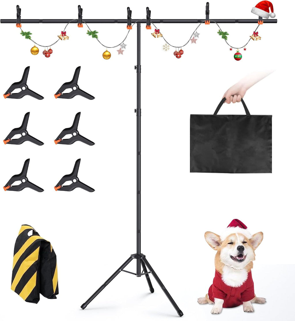 Forlogic Portable T-Shape Backdrop Stand Support Kit 8x7.2ft, Adjustable Photo Green Screen Back Drop Stand for Party, Photography Videography Studio (8×7.2Ft)