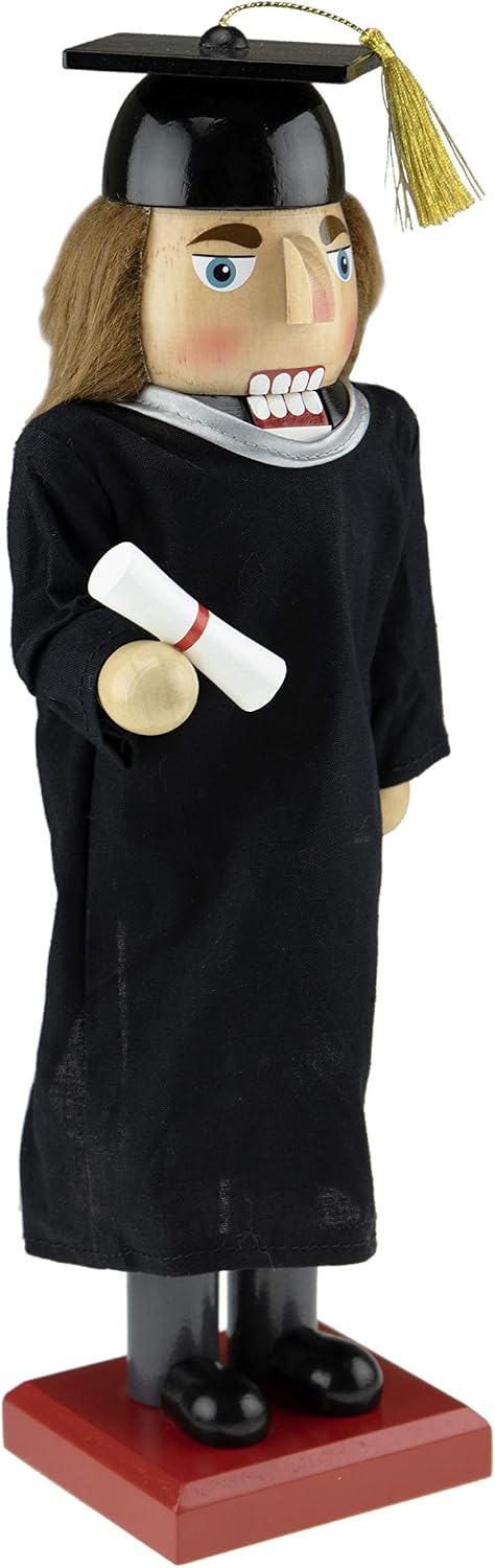 Clever Creations Boy Graduate 14 Inch Traditional Wooden Nutcracker, Festive Christmas Décor for Shelves and Tables