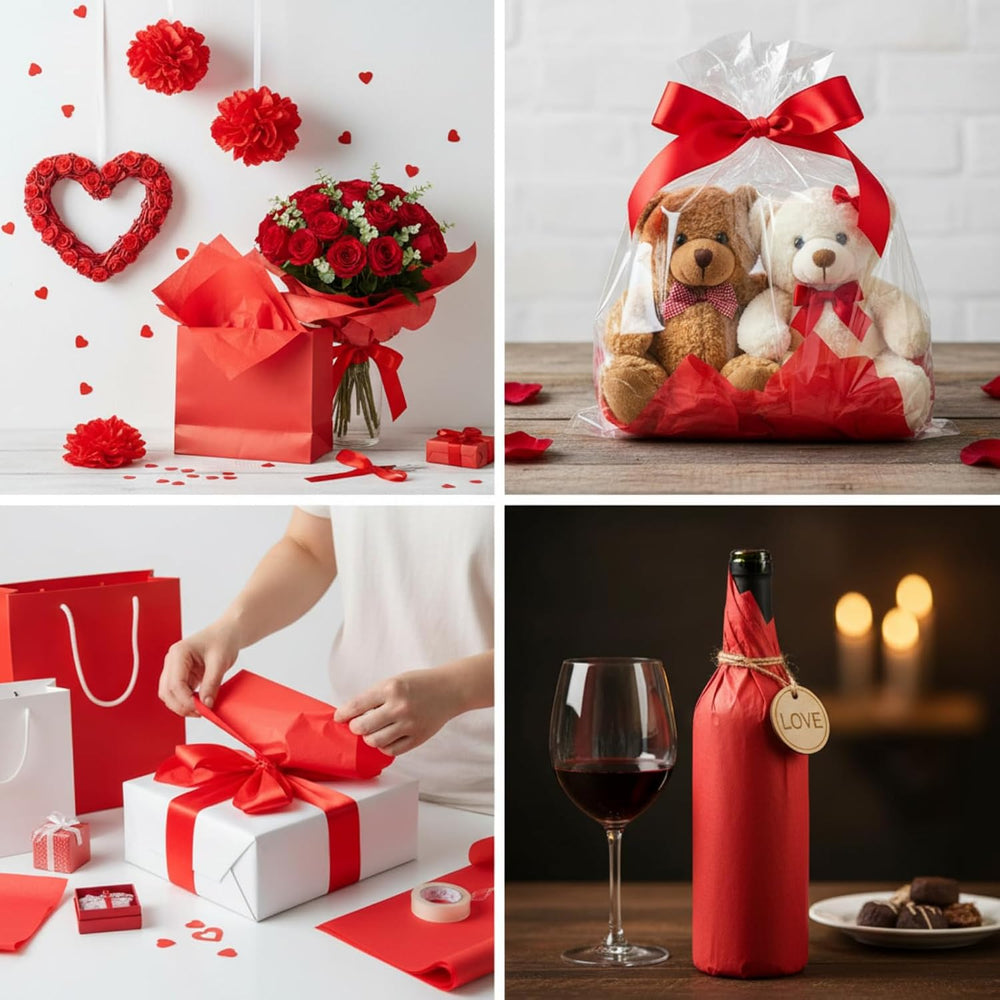 500 Sheet Red Tissue Paper Bulk 15 x 20 Inch for Christmas Wedding Gift Bag