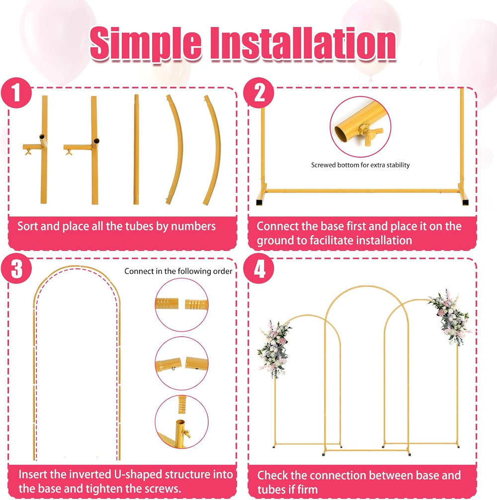 6FT Arch Backdrop Stand and White Cover Set,Balloon Arch Stand