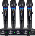 4 Channel Rechargeable Wireless Microphone System, Pro UHF Metal Handheld Wireless Microphones Cordless Mics with Echo Treble BASS VOL Channel Control for Karaoke Singing Church(GT-200)