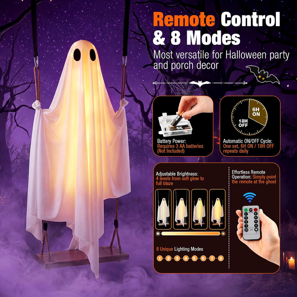 Eoubed Halloween Decorations Outdoor 6FT Large Hanging Swinging Ghost Decor
