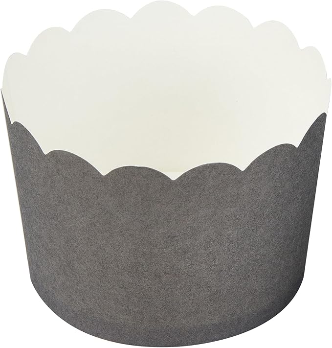 Panificio 10 Ounce Cupcake Wrappers, 200 Scalloped Baking Cups - Oven-Ready, Greaseproof, Gray Paper Cupcake Liners, Disposable, For Birthdays, Baby Showers, Or Weddings - Restaurantware (200 Pack)