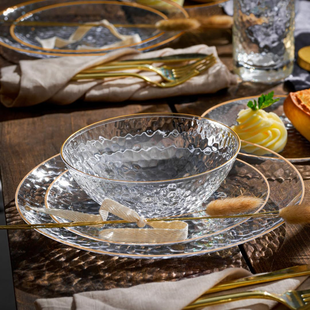 r-kay 100 pack 7 inch clear plastic plates, side view