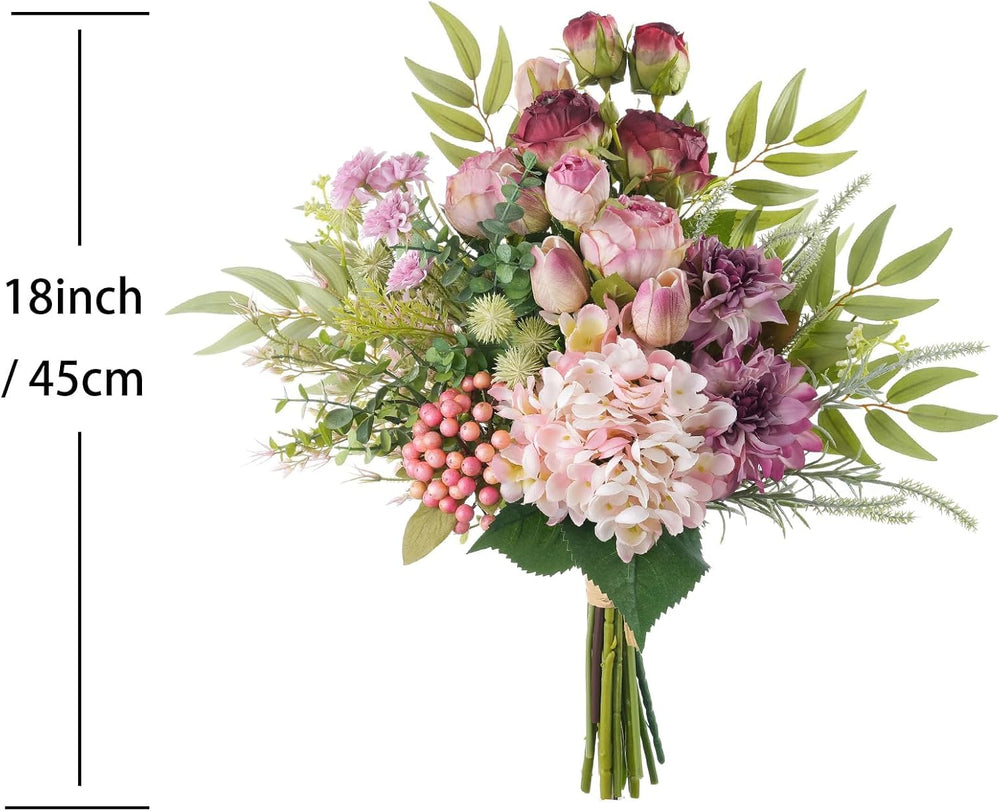 18-inch Artificial Fake Flowers Silk Flower Arrangements Faux Bouquets with R...