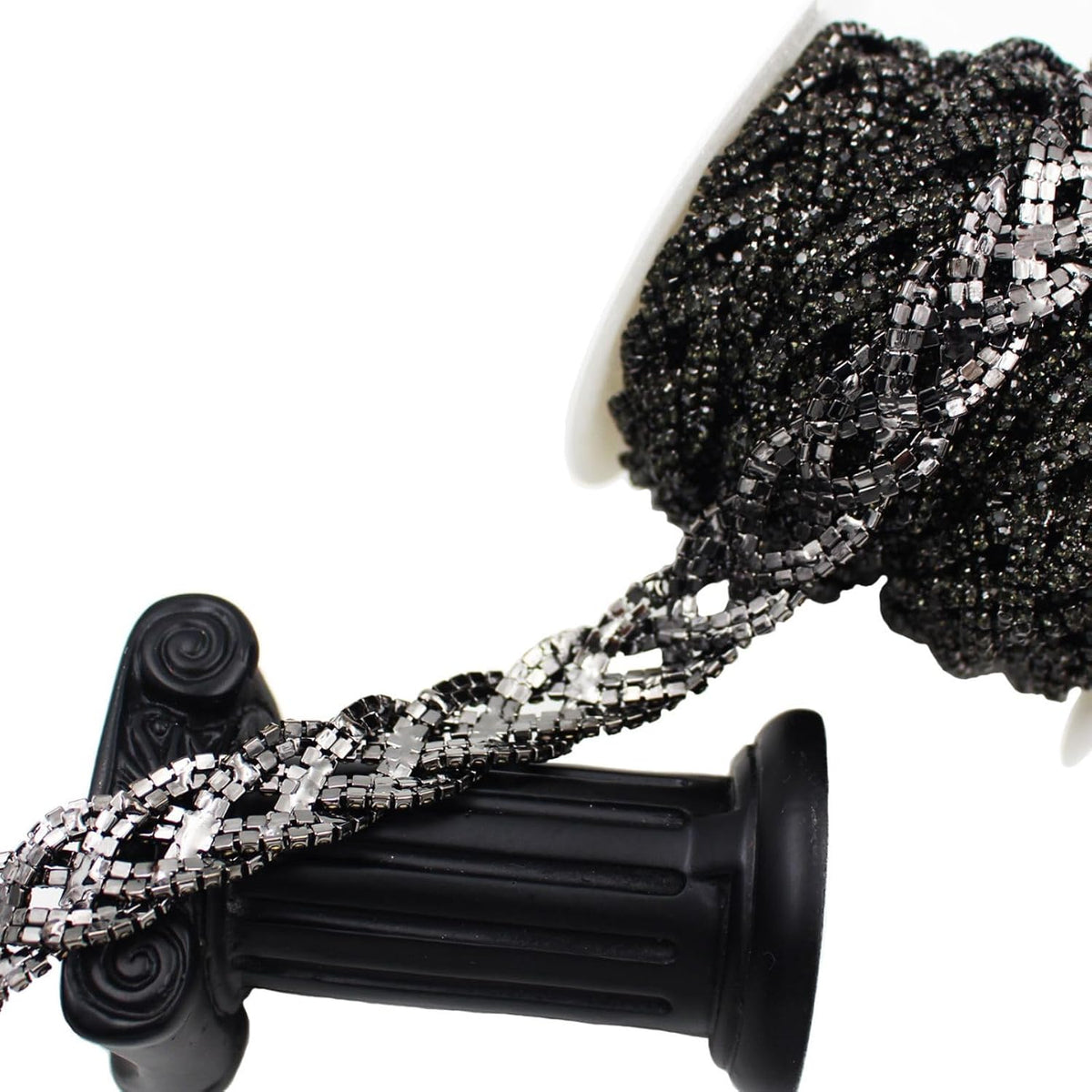 pearly jun 5 yards rhinestone trim chain black showing dimensions
