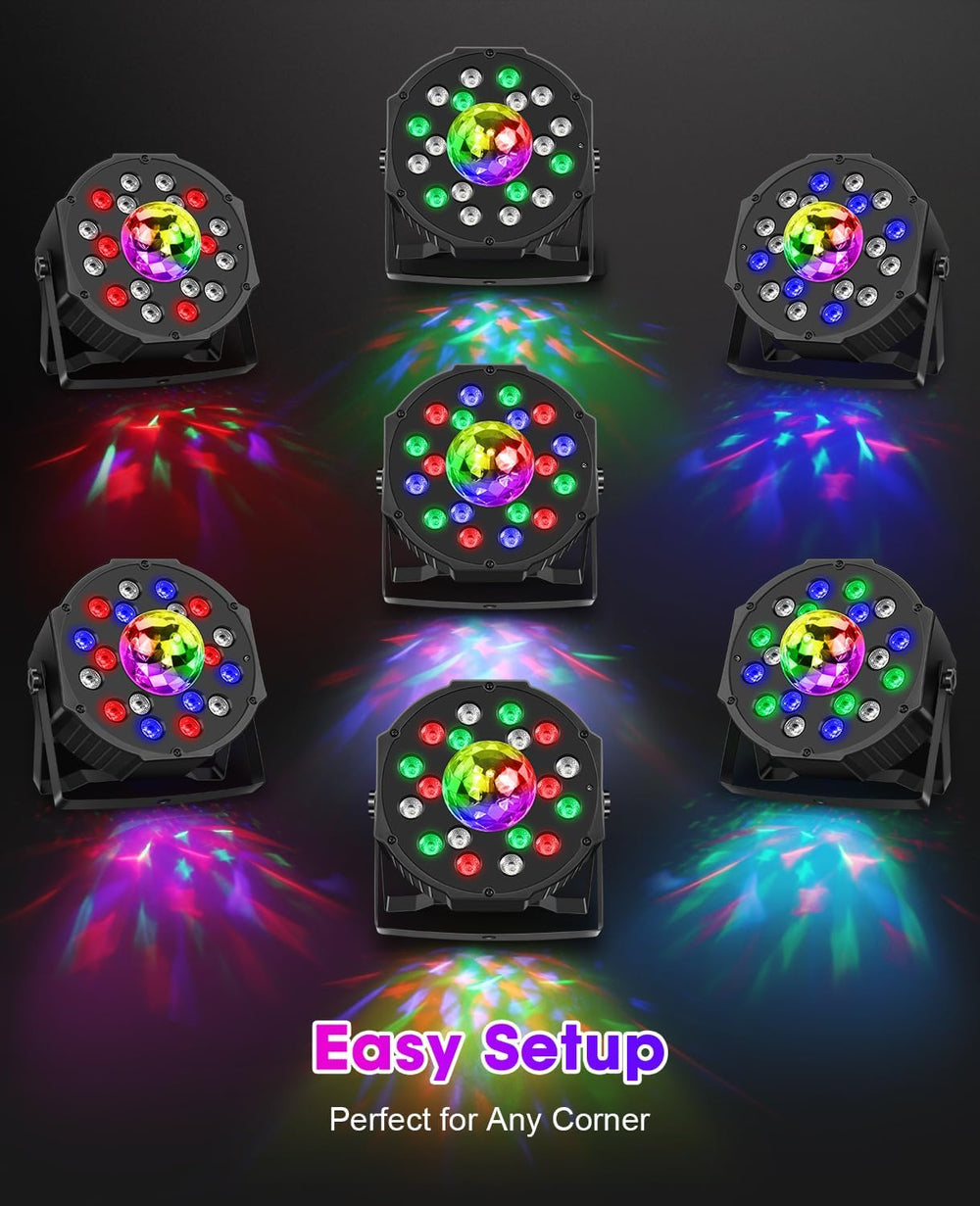 2 in 1 Party Lights 2 Pack, Disco Light with 18LEDs Sound Activated 7 Lightin...