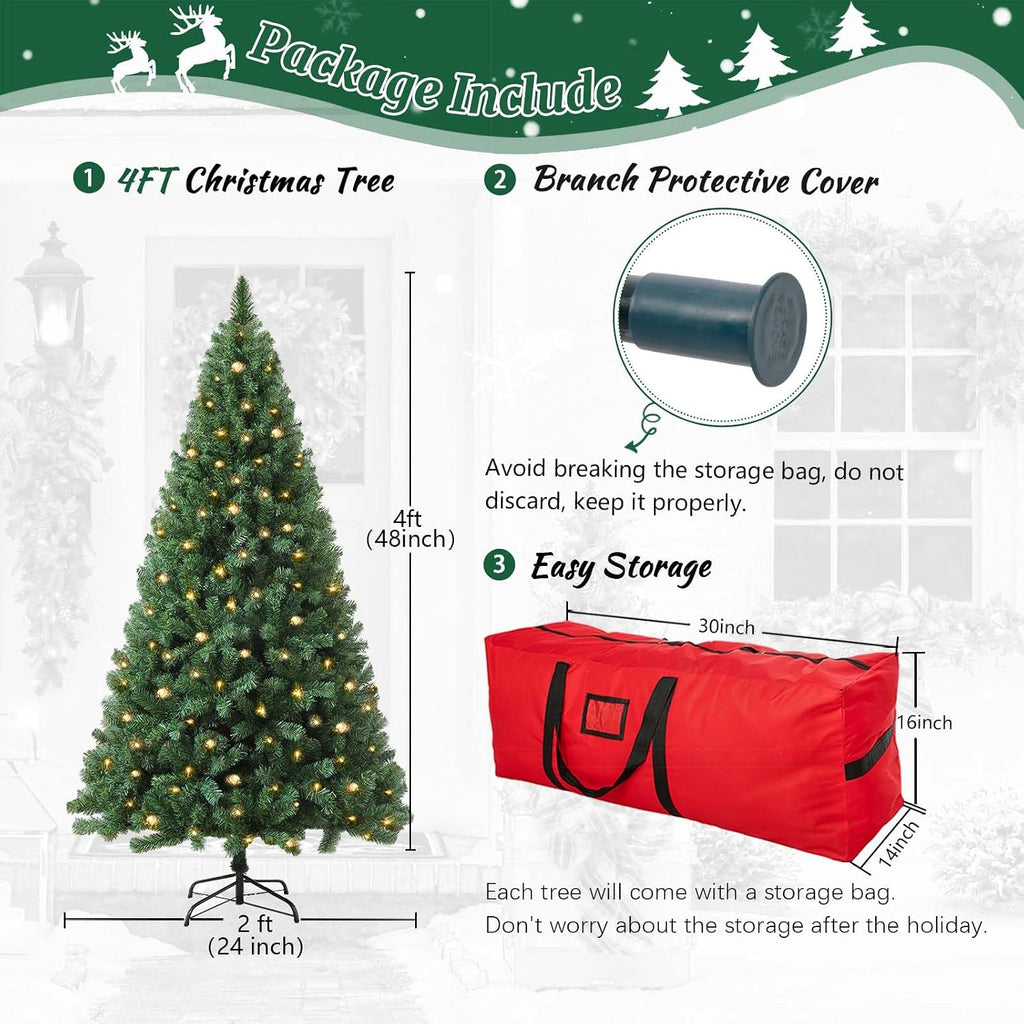 4ft Green Prelit Artificial Christmas Tree,Arbol de Navidad Small Xmas Tree