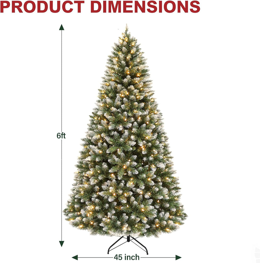 Hykolity 6 ft Partially Flocked Christmas Tree with 1,032 Branch Tips