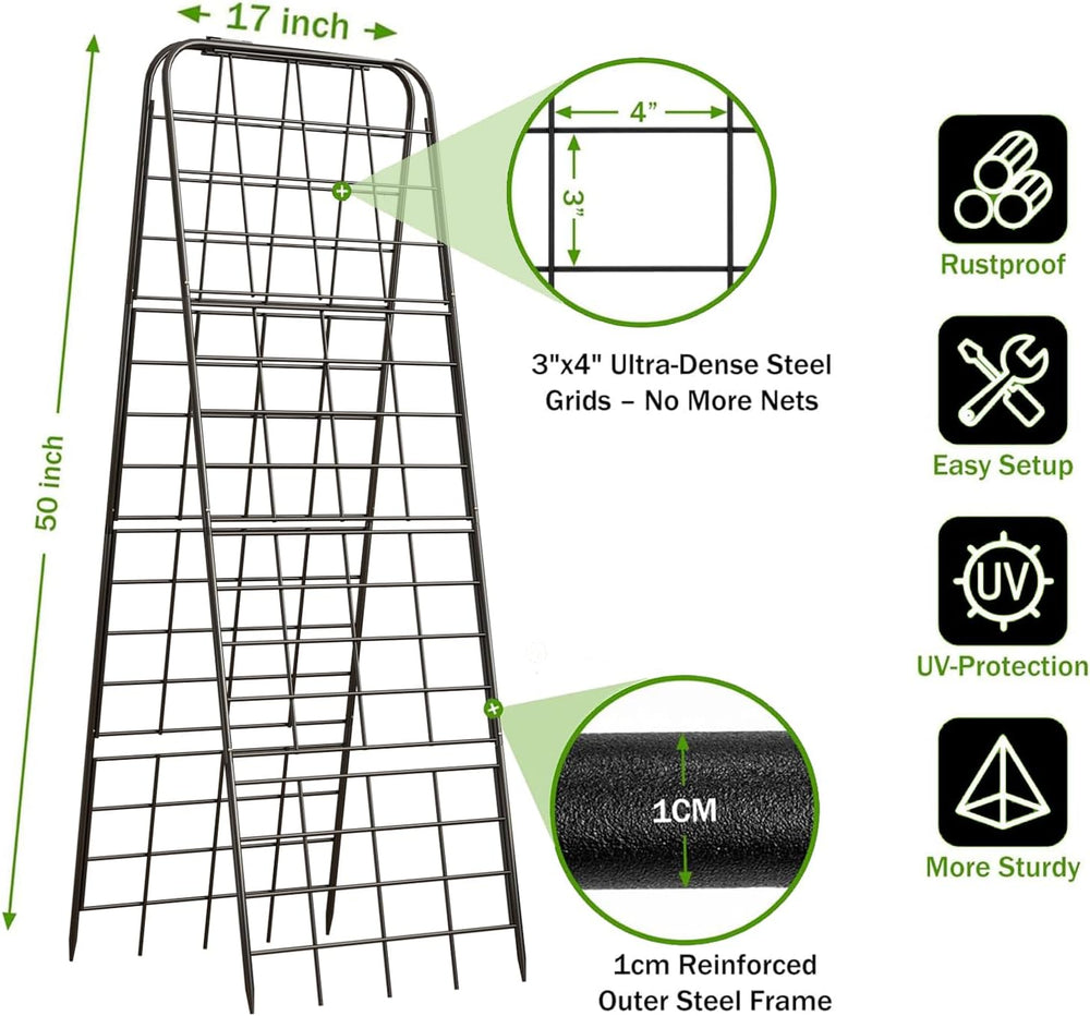 Heavy Duty 50"x17" Adjustable A-Frame Trellis for Climbing Plants –...