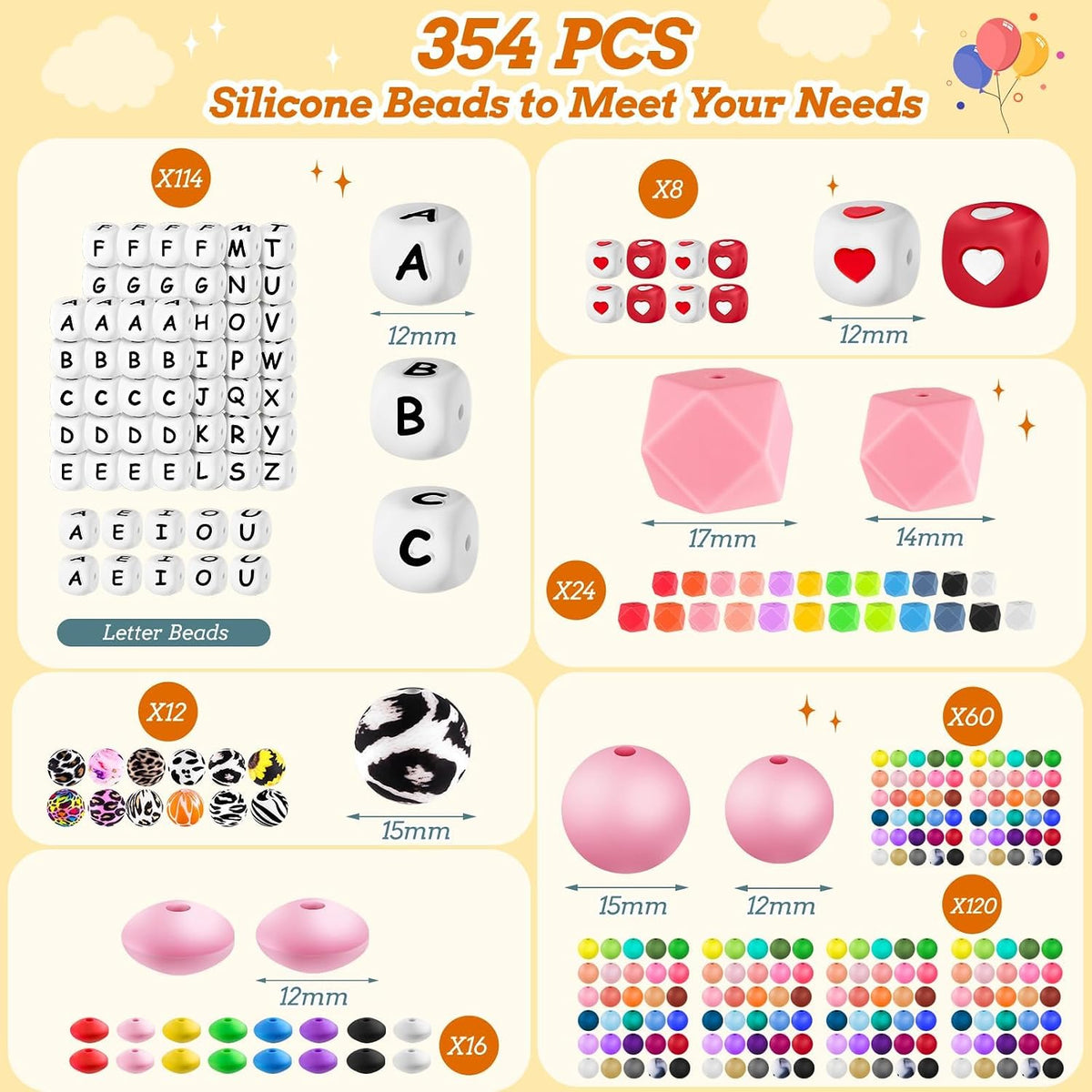 tohongadon 392 pcs silicone beads for keychain making shown in use