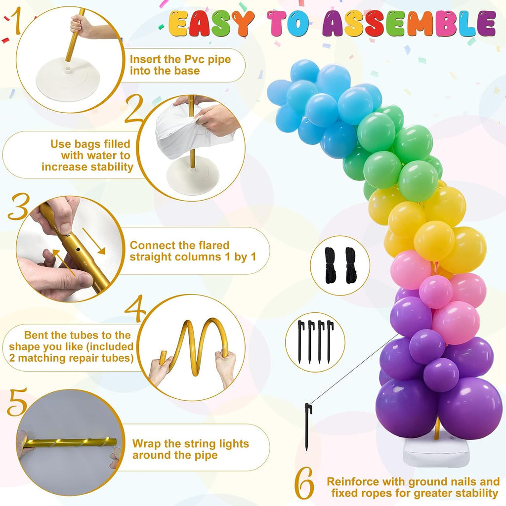 AerWo Balloon Arch Stand, Bendable Balloon Arch Kit with Light Strings