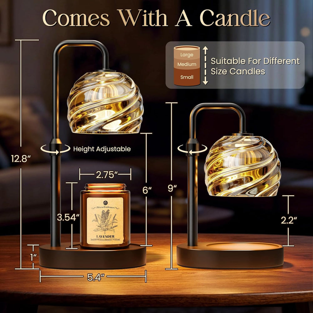 WarmEmbrace Candle Warmer Lamp with Lavender Candle Set Black