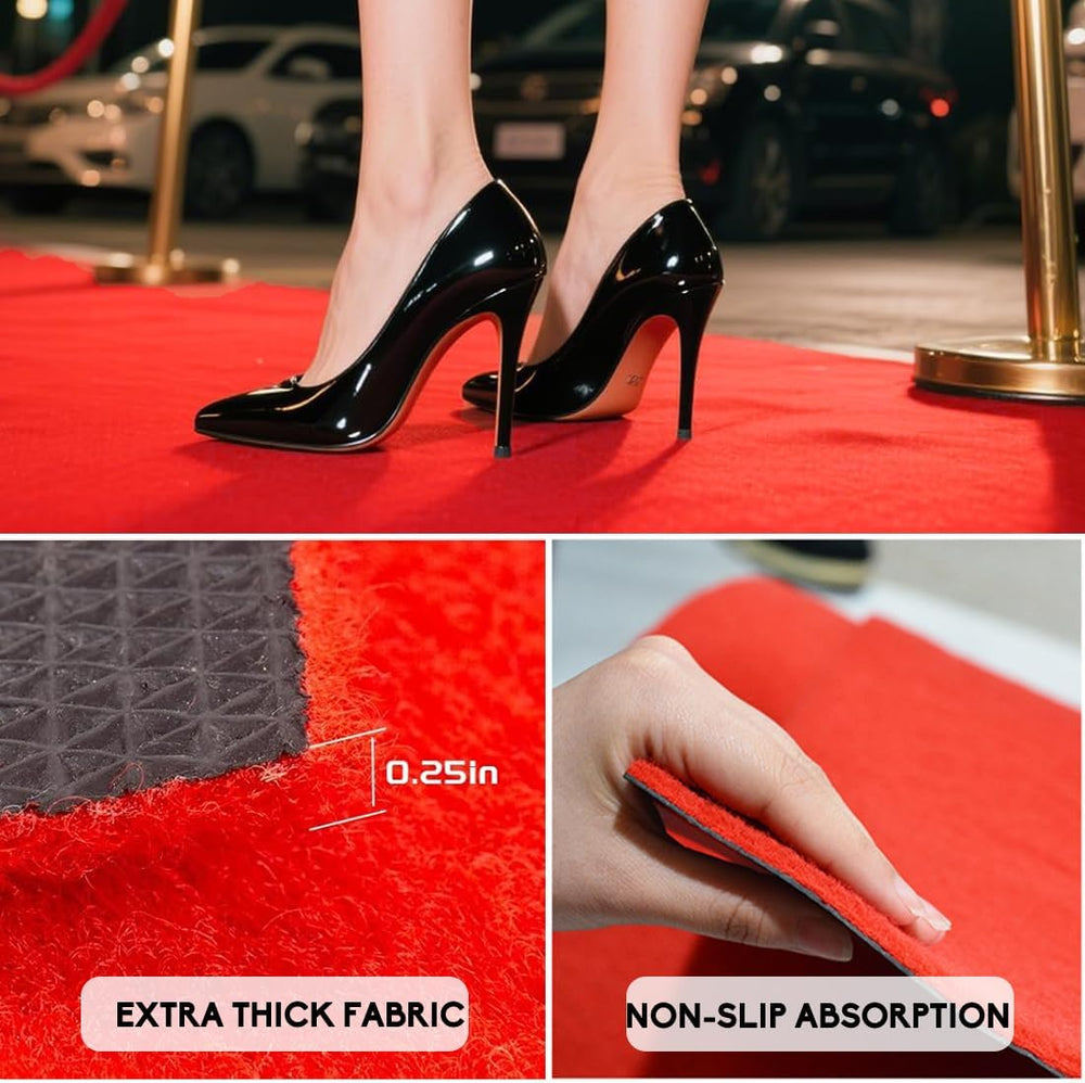 Thick Red Carpet Runner for Party,3 x 10ft Non-Slip Backing Aisle Runway Rug ...