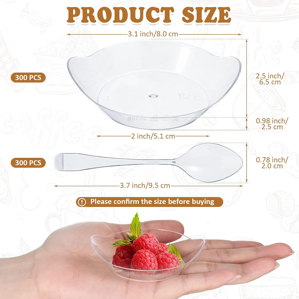 Potchen 300 Pack 3.1'' Mini Dessert Plates with Tasting Spoons Mini P...